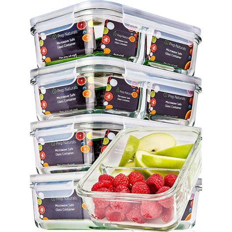 amazon meal prep containers glass|2 compartment glass food container.